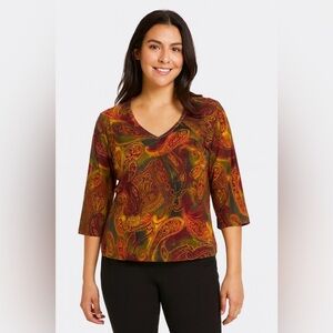 Xhiliration vintage paisley jersey knit top size medium Y2K 90s fairy bohemian